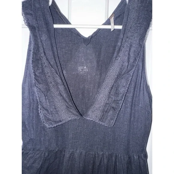 Free People Big Love Black Linen‎ Blend Wide Leg Jumpsuit Size Small Boho - Picture 5 of 6